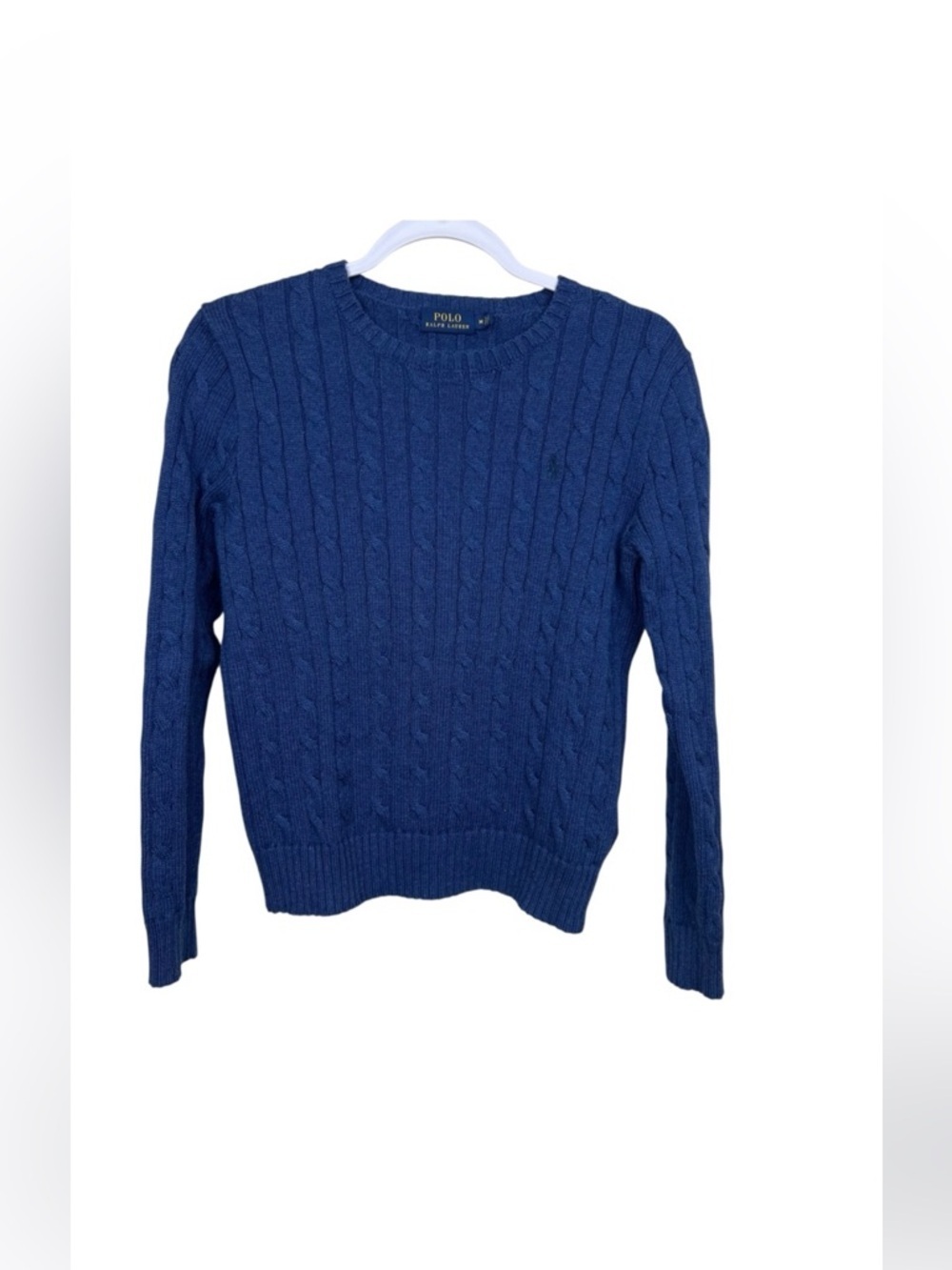 Polo Ralph Lauren Cable-Knit Cotton Crewneck
Sweater M Navy Blue